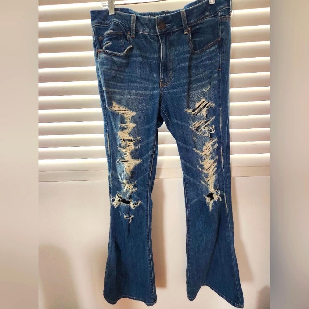VINTAGE American Eagle Boho Artist Flare Jean RARE